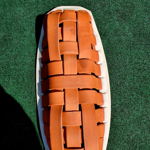 Lyn Bonde Bread Basket Server Woven Earthenware Dinner Table Kitchen Signed - Picture 7 of 11